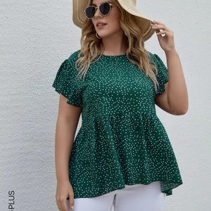 Green peplum top